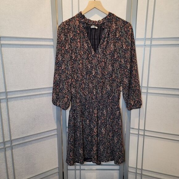 J. Crew Mercantile Flirty Floral Dress, Navy with Pink, Women's Size Small - Picture 1 of 9